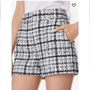 alice + olivia Paula high-waist tweed shorts Plaid White and Black Women’s